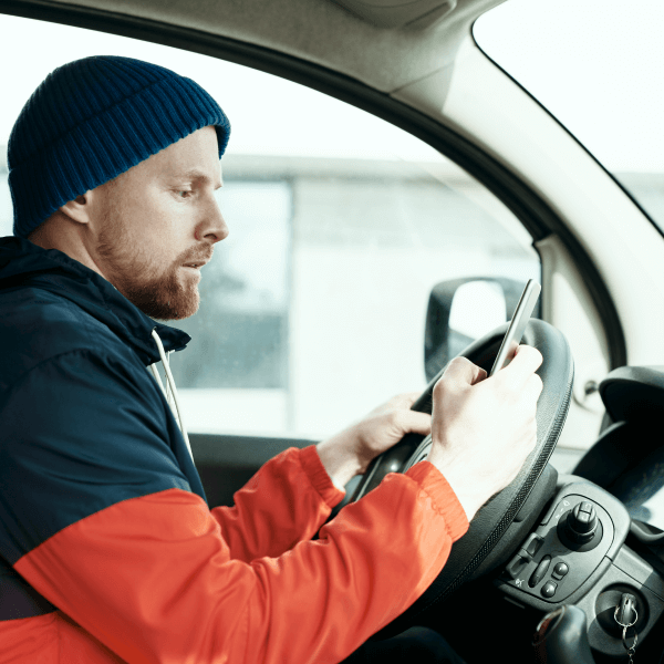 a man driving a car